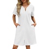 image:imageEkouaer Women Zipper Robes Waffle Short Bathrobe Lightweight House Coat with Pockets Soft Nightgown S3XL
