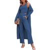 image:imageEkouaer Womens 3 Piece Lounge Set Pajama Long Sleeve Cardigan Sleeveless Top Pants Sweatsuit SXXLCadet Blue