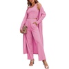 image:imageEkouaer Womens 3 Piece Lounge Set Pajama Long Sleeve Cardigan Sleeveless Top Pants Sweatsuit SXXLRose Pink