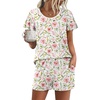 image:imageEkouaer Womens Pajama Set Summer Short Sleeve Pjs Sleepwear Cute 2 Piece Lounge Sets SXXLPink Floral