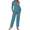 image:imageEkouaer Womens Pajama Sets 2 piece Lounge Sets for Women Vneck Long Sleeve Top and Elastic Waist Pants with PocketsGreen Heart