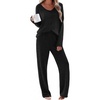 image:imageEkouaer Womens Pajama Sets Button Up Long Sleeve Pjs Soft Lounge Set 2 Piece Sleepwear with PocketsBlack