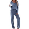 image:imageEkouaer Womens Pajama Sets Button Up Long Sleeve Pjs Soft Lounge Set 2 Piece Sleepwear with PocketsNavy