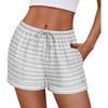 image:imageEkouaer Womens Pajama Shorts Casual Summer Sleep Shorts Cute Printed Lounge Pj Bottoms with Drawstring amp PocketsGrey Strip