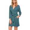 image:imageEkouaer Womens Robe Lightweight Cotton Robes Short Knit Bathrobe Soft Ladies Sleepwear with Pockets04blue Green