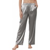 image:imageEkouaer Womens Silk Satin Pajama Pants Wide Leg Lounge Pants for Women Elastic Waist Pj Bottoms with Side PocketsDark Gray