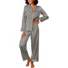 image:imageEkouaer Womens Silk Satin Pajama Sets 2 Piece Sleepwear Pjs Set Long Sleeve Button Down Top and Pants Stripe Loungewear SXXLBlack Champagne Stripe