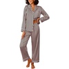 image:imageEkouaer Womens Silk Satin Pajama Sets 2 Piece Sleepwear Pjs Set Long Sleeve Button Down Top and Pants Stripe Loungewear SXXLBlack Pink Stripe