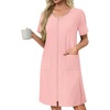 image:imageEkouaer Womens Zipper Robe Short Sleeves Swiss Dots Housecoat Zip Up Bathrobe Soft Nightgown with Pockets S3XLLight Pink
