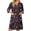 image:imageEkouaer Zipper Robes for Women 34 Sleeve Housecoats Knee Length Bathrobe Lightweight Nightgown with Pockets S3XLBlack Flower