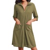 image:imageEkouaer Zipper Robes for Women Waffle Knit Bathrobes Short Lightweight Knee Length Loungewear with Pockets SXXLArmy Green