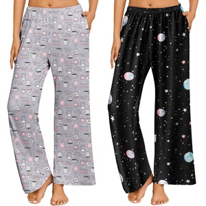image:imageEkouaer 2 Pack Women Pajama Pants Soft Casual Pajama Bottoms Comfy Wide Leg Sleep Pants Pj Bottoms with PocketsCupplanet