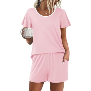 image:imageEkouaer Womens Pajama Set Summer Short Sleeve Pjs Sleepwear Cute 2 Piece Lounge Sets SXXLPink