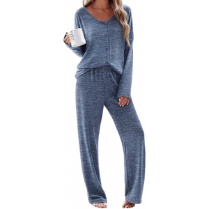 image:imageEkouaer Womens Pajama Sets Button Up Long Sleeve Pjs Soft Lounge Set 2 Piece Sleepwear with PocketsNavy