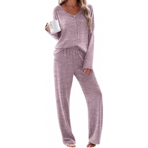 image:imageEkouaer Womens Pajama Sets Button Up Long Sleeve Pjs Soft Lounge Set 2 Piece Sleepwear with PocketsPink