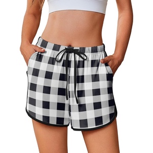 image:imageEkouaer Womens Pajama Shorts Elastic Waist Sleep Shorts Stylish Lounge Shorts Casual Comfy Sweat ShortsBlack White Plaid
