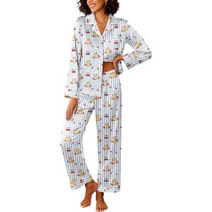 image:imageEkouaer Womens Silk Satin Pajama Sets 2 Piece Sleepwear Pjs Set Long Sleeve Button Down Top and Pants Stripe Loungewear SXXLBlue Striped Teddy