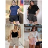 image:imageEKOUAER Womens Pajama Shorts Textured Casual Lounge Short Elastic Waist Pj Shorts Sweatsuits with Pockets 2026Dark Grey