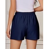 image:imageEKOUAER Womens Pajama Shorts Textured Casual Lounge Short Elastic Waist Pj Shorts Sweatsuits with Pockets 2026Navy Blue
