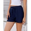 image:imageEKOUAER Womens Pajama Shorts Textured Casual Lounge Short Elastic Waist Pj Shorts Sweatsuits with Pockets 2026Navy Blue
