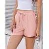 image:imageEKOUAER Womens Pajama Shorts Textured Casual Lounge Short Elastic Waist Pj Shorts Sweatsuits with Pockets 2026Pink