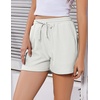 image:imageEKOUAER Womens Pajama Shorts Textured Casual Lounge Short Elastic Waist Pj Shorts Sweatsuits with Pockets 2026White