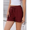 image:imageEKOUAER Womens Pajama Shorts Textured Casual Lounge Short Elastic Waist Pj Shorts Sweatsuits with Pockets 2026Wine Red