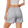 image:imageEkouaer 2 Pack Womens Pajama Shorts 2026 Summer Casual Lounge Sleep Short Ruffle Soft Comfy Pj Bottoms with PocketsBlackgray Stripe