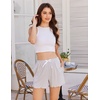image:imageEkouaer 2 Pack Womens Pajama Shorts 2026 Summer Casual Lounge Sleep Short Ruffle Soft Comfy Pj Bottoms with PocketsBlacklight Gray