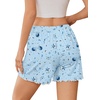 image:imageEkouaer 2 Pack Womens Pajama Shorts 2026 Summer Casual Lounge Sleep Short Ruffle Soft Comfy Pj Bottoms with PocketsBlue Stars