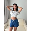 image:imageEkouaer 2 Pack Womens Pajama Shorts 2026 Summer Casual Lounge Sleep Short Ruffle Soft Comfy Pj Bottoms with PocketsNavy