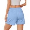 image:imageEkouaer 2 Pack Womens Pajama Shorts 2026 Summer Casual Lounge Sleep Short Ruffle Soft Comfy Pj Bottoms with PocketsNavylight Blue
