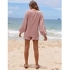 image:imageEkouaer 2 Piece Pjs Set for Women One Shoulder Top and Shorts with Pockets Soft Outfits Set Pink
