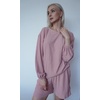 image:imageEkouaer 2 Piece Pjs Set for Women One Shoulder Top and Shorts with Pockets Soft Outfits Set Pink