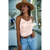 image:imageEkouaer 3 Pack Womens Silk Satin Tank Top V Neck Camisole Cami Spaghetti Strap Top Loose Sleeveless Blouses Tank ShirtWhiteChampagneRose Red