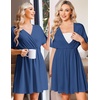 image:imageEkouaer 3 in 1 Labor and Delivery Gown for Hospital Short Sleeve Maternity Nursing Dress Nightgown Postpartum SleepwearBlue
