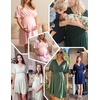 image:imageEkouaer 3 in 1 Labor and Delivery Gown for Hospital Short Sleeve Maternity Nursing Dress Nightgown Postpartum SleepwearBlue