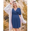 image:imageEkouaer 3 in 1 Labor and Delivery Gown for Hospital Short Sleeve Maternity Nursing Dress Nightgown Postpartum SleepwearBlue