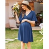 image:imageEkouaer 3 in 1 Labor and Delivery Gown for Hospital Short Sleeve Maternity Nursing Dress Nightgown Postpartum SleepwearBlue