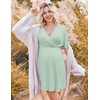 image:imageEkouaer 3 in 1 Labor and Delivery Gown for Hospital Short Sleeve Maternity Nursing Dress Nightgown Postpartum SleepwearLight Green
