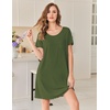 image:imageEkouaer Bamboo Viscose Sleep Shirts for Women Soft Nightgowns Short Sleeve Ruffled Night Shirts with Chest Pocket S3XLArmy Green