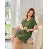 image:imageEkouaer Bamboo Viscose Sleep Shirts for Women Soft Nightgowns Short Sleeve Ruffled Night Shirts with Chest Pocket S3XLArmy Green