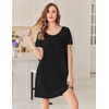 image:imageEkouaer Bamboo Viscose Sleep Shirts for Women Soft Nightgowns Short Sleeve Ruffled Night Shirts with Chest Pocket S3XLBlack