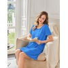 image:imageEkouaer Bamboo Viscose Sleep Shirts for Women Soft Nightgowns Short Sleeve Ruffled Night Shirts with Chest Pocket S3XLBlue