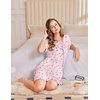 image:imageEkouaer Bamboo Viscose Sleep Shirts for Women Soft Nightgowns Short Sleeve Ruffled Night Shirts with Chest Pocket S3XLCherry