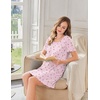 image:imageEkouaer Bamboo Viscose Sleep Shirts for Women Soft Nightgowns Short Sleeve Ruffled Night Shirts with Chest Pocket S3XLCherry