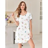 image:imageEkouaer Bamboo Viscose Sleep Shirts for Women Soft Nightgowns Short Sleeve Ruffled Night Shirts with Chest Pocket S3XLDaisy