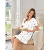 image:imageEkouaer Bamboo Viscose Sleep Shirts for Women Soft Nightgowns Short Sleeve Ruffled Night Shirts with Chest Pocket S3XLDaisy