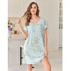 image:imageEkouaer Bamboo Viscose Sleep Shirts for Women Soft Nightgowns Short Sleeve Ruffled Night Shirts with Chest Pocket S3XLDaisy Green