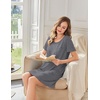 image:imageEkouaer Bamboo Viscose Sleep Shirts for Women Soft Nightgowns Short Sleeve Ruffled Night Shirts with Chest Pocket S3XLDeep Grey
